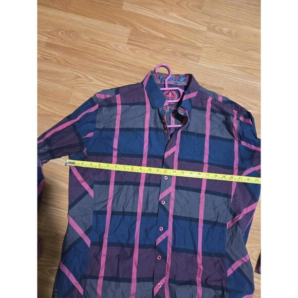 Au Noir Long Sleeves Shirt Size 5 Pink and Purple Squared Pattern Pre-Owned - Picture 7 of 8